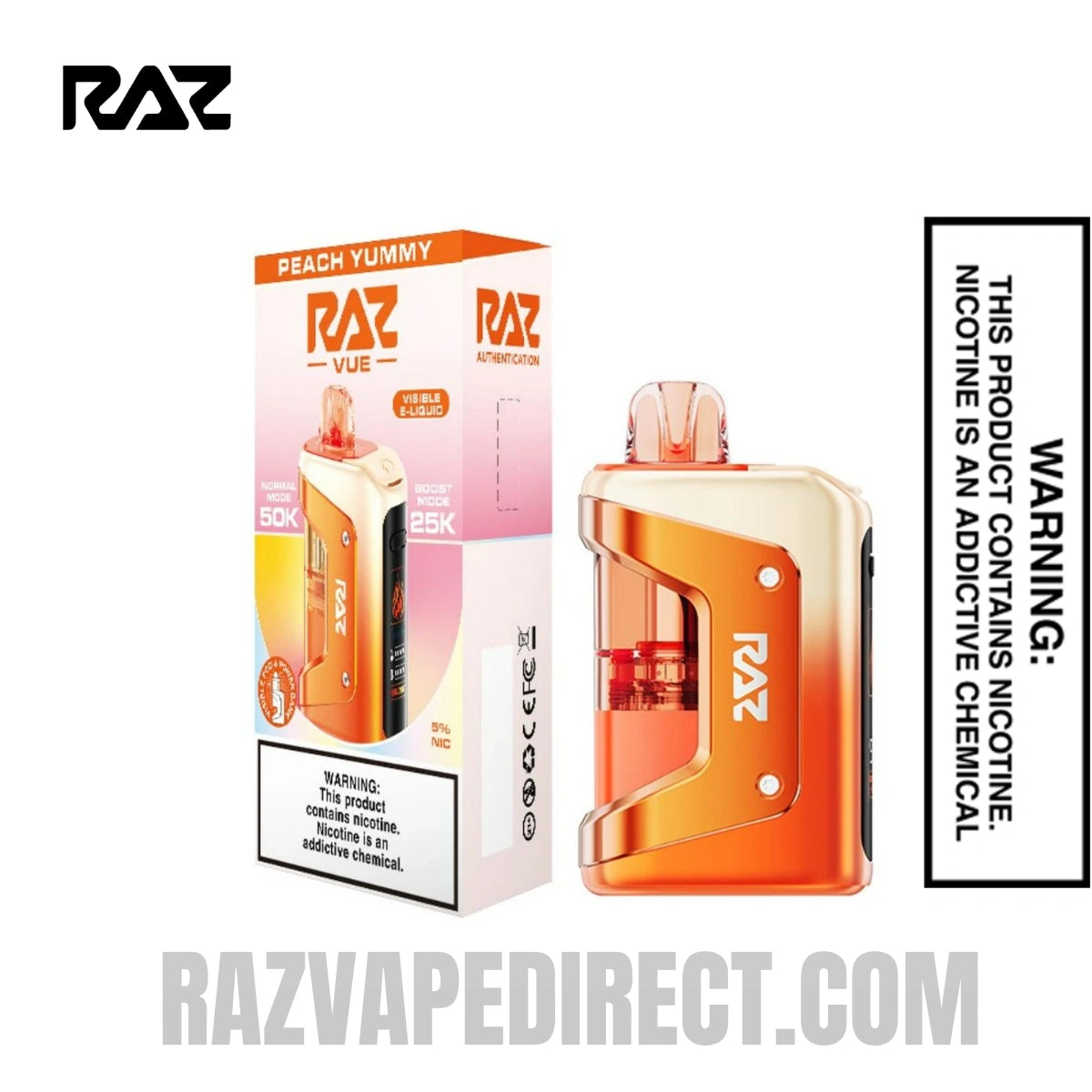 Peach Yummy RAZ VUE 50K Disposable Kit with Package Box