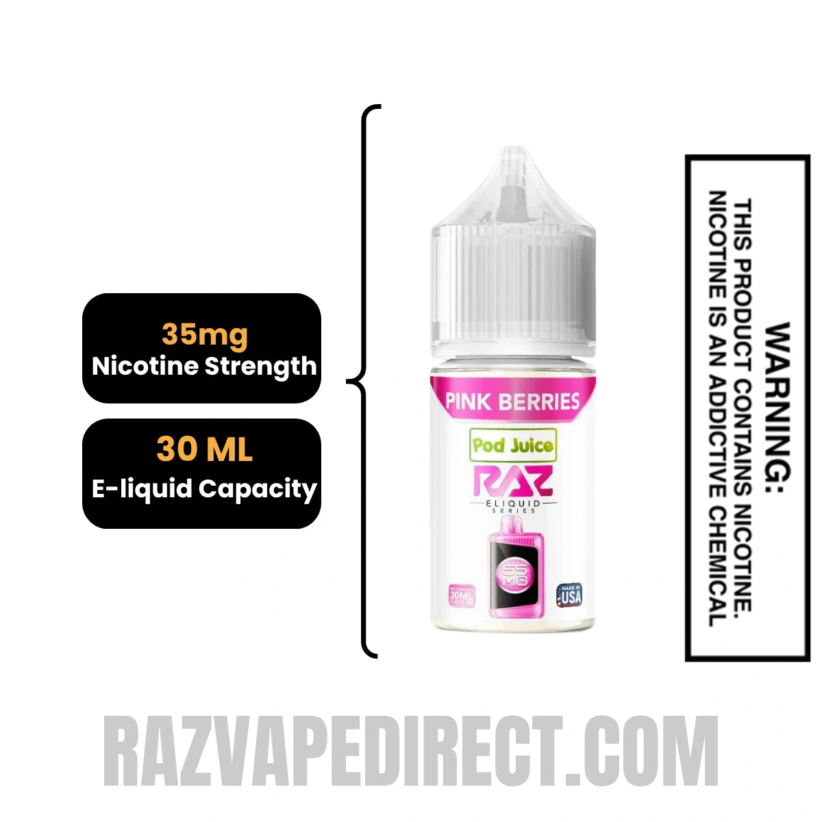 Pink Berries Pod Juice X RAZ Salt Nic juice 30 ML specifications