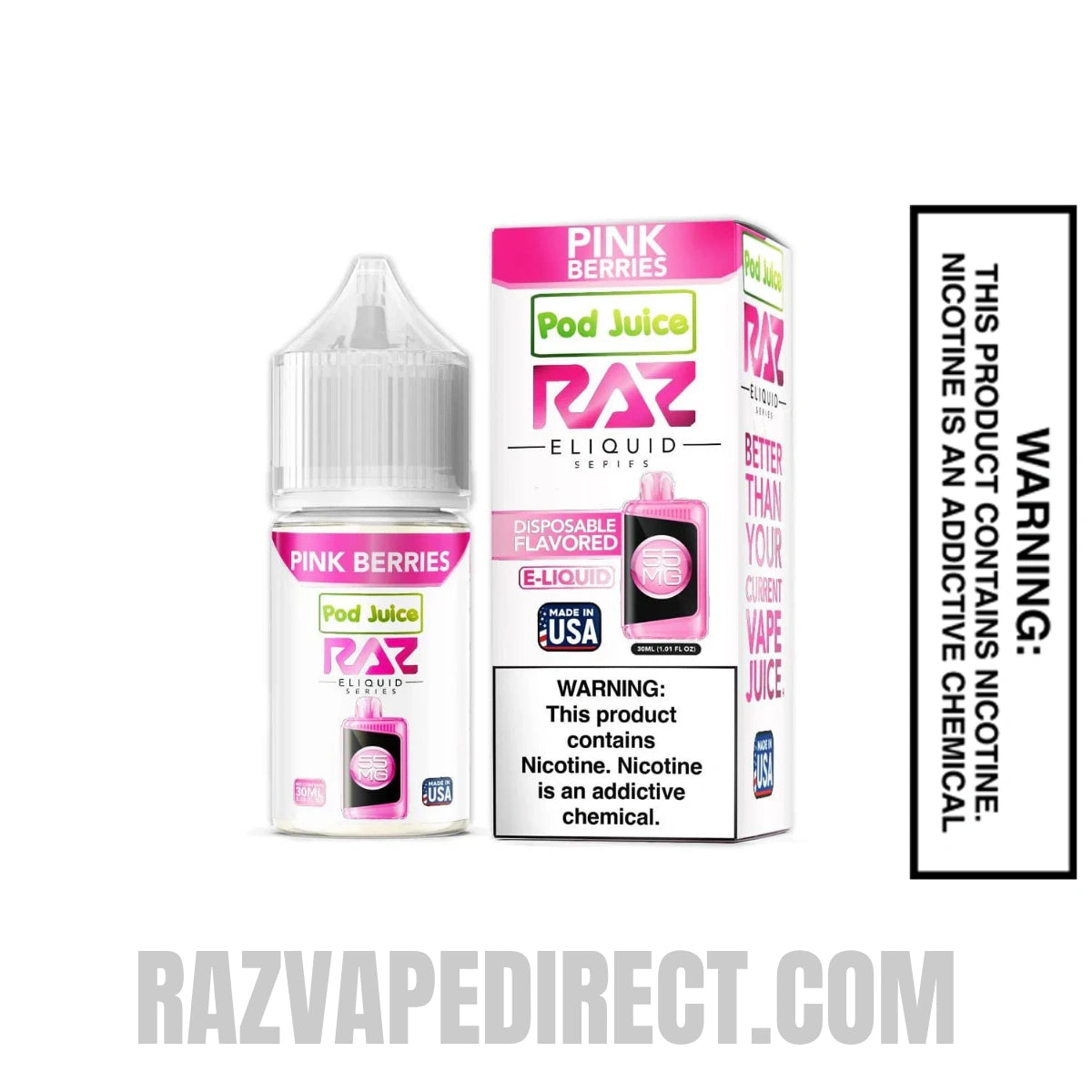 Pink Berries Pod Juice X RAZ Salt Nic juice 30 ML with package box
