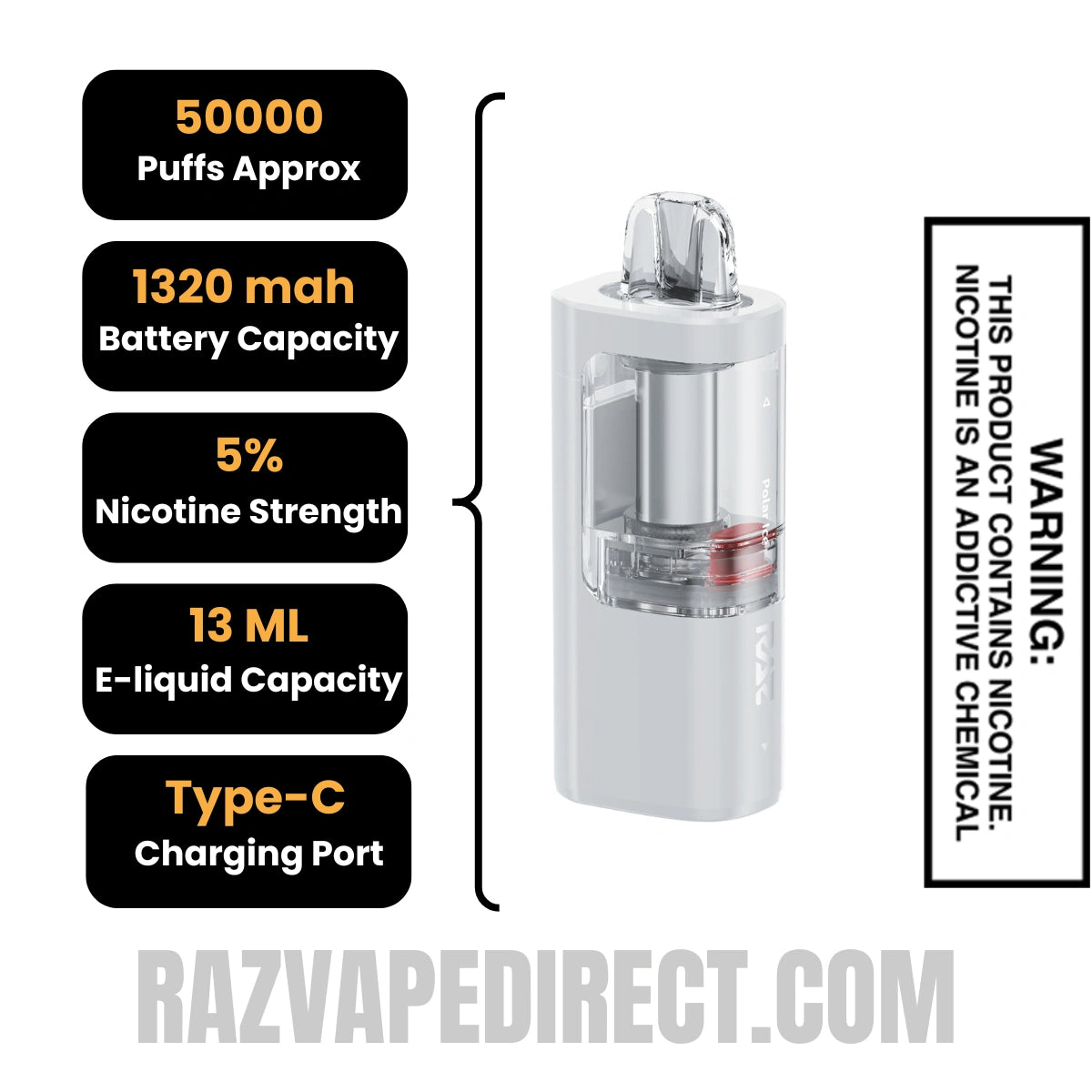 Polar Ice RAZ VUE 50K Disposable Pod Specifications