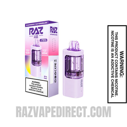 Raspberry Watermelon RAZ VUE 50K Disposable Vape Pod Bundle Pack