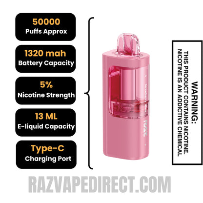 Strawberry Blast RAZ VUE 50K Disposable Pod Specifications