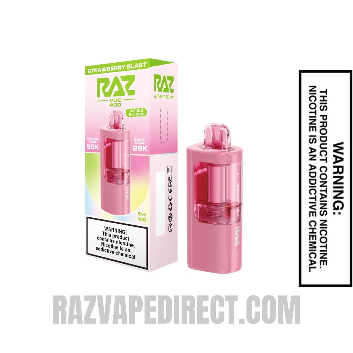 Strawberry Blast RAZ VUE 50K Disposable Pod with Package Box