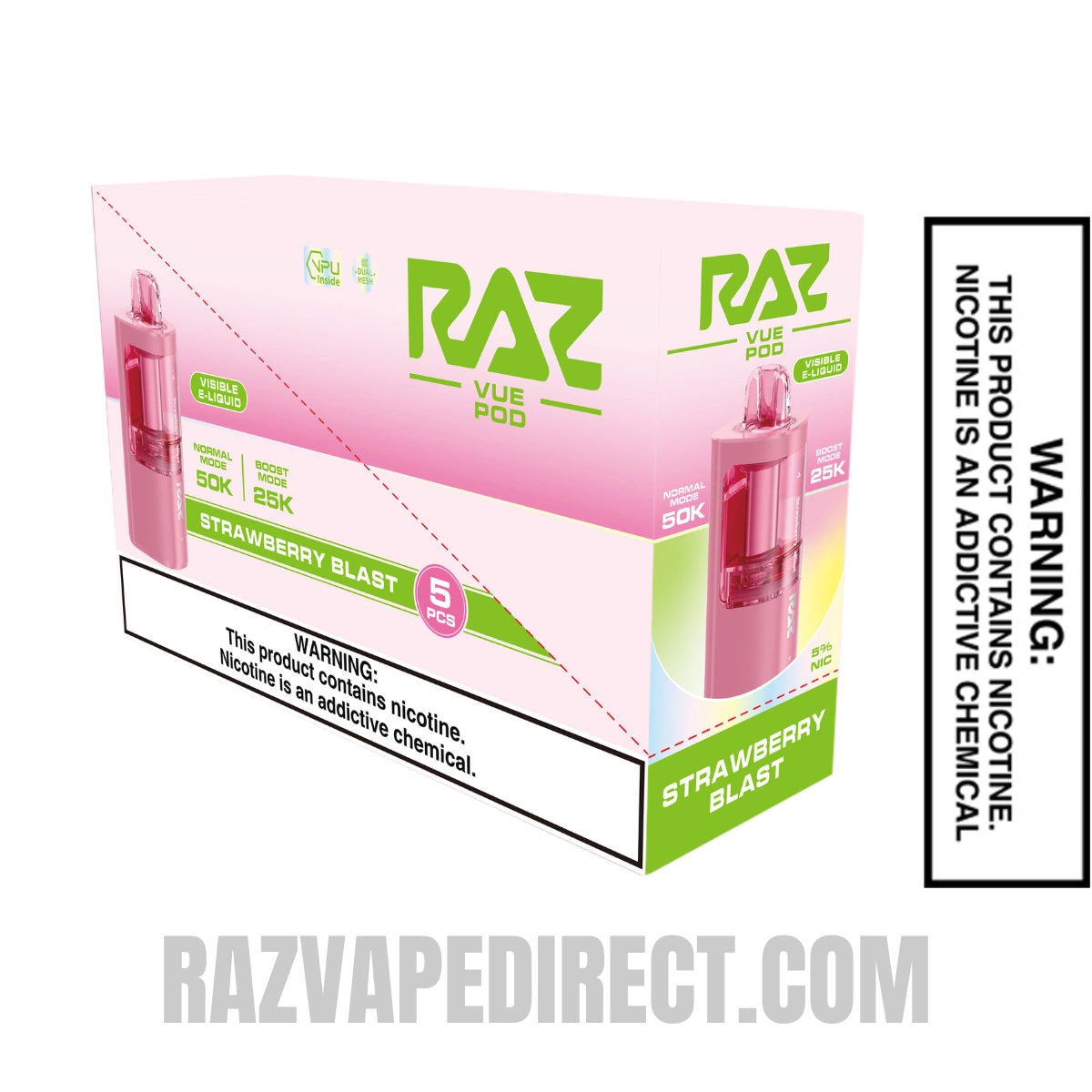 Strawberry Blast RAZ VUE 50K Disposable Pod with bundle Box