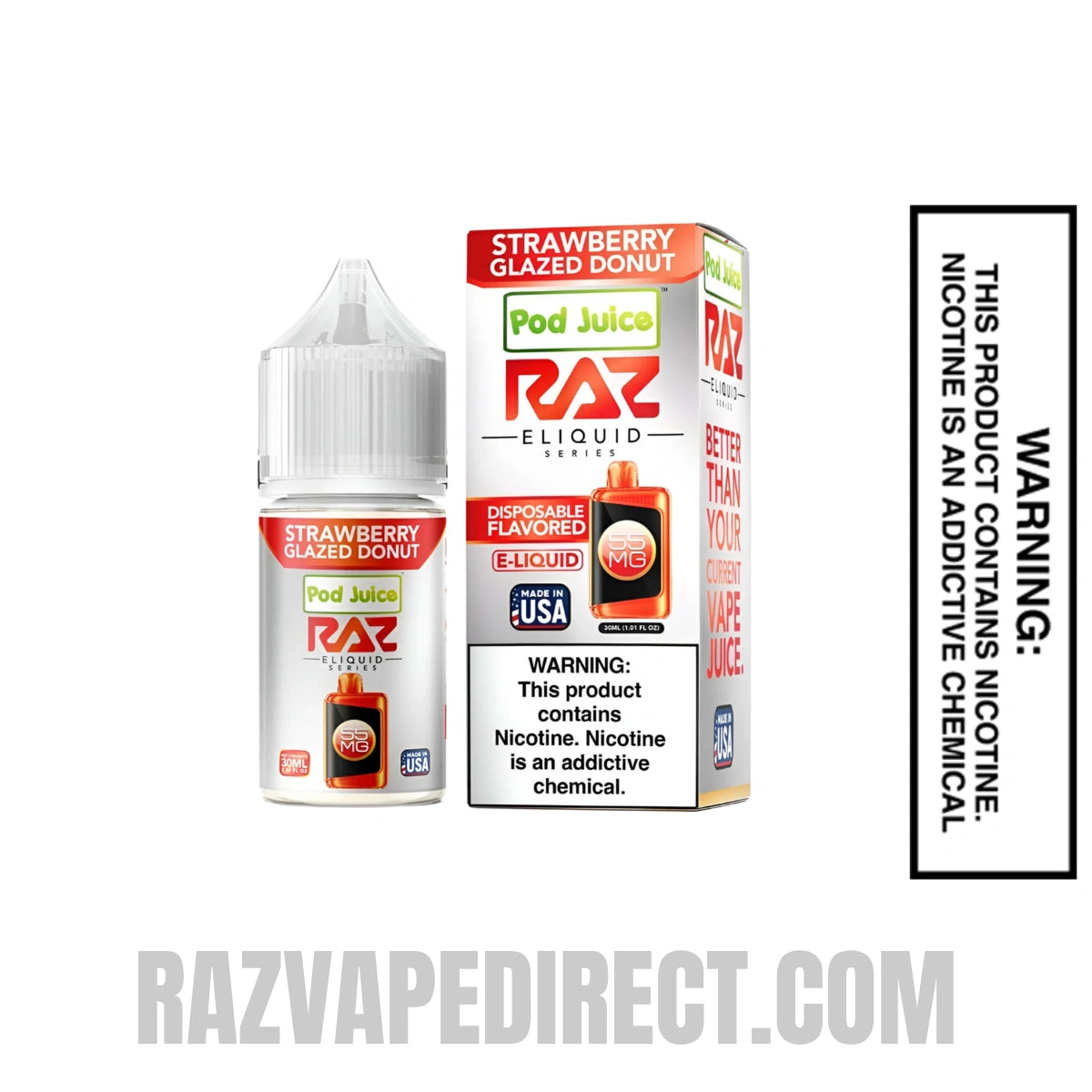 Strawberry Glazed Donut RAZ Salt Nic Juice 30 ML with package box
