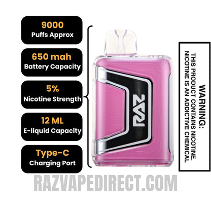 Strawberry Shortcake RAZTN9000 Disposable Vape Specifications