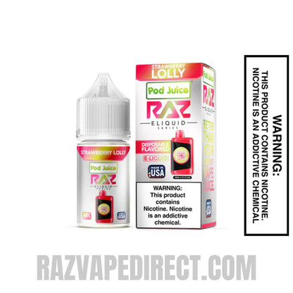 Strawberry Lolly Pod Juice X RAZ Salt Nic juice 30 ML with package box