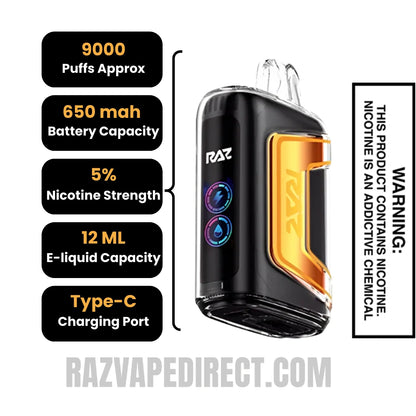 Tobacco RAZ TN9000 Disposable Vape Specifications