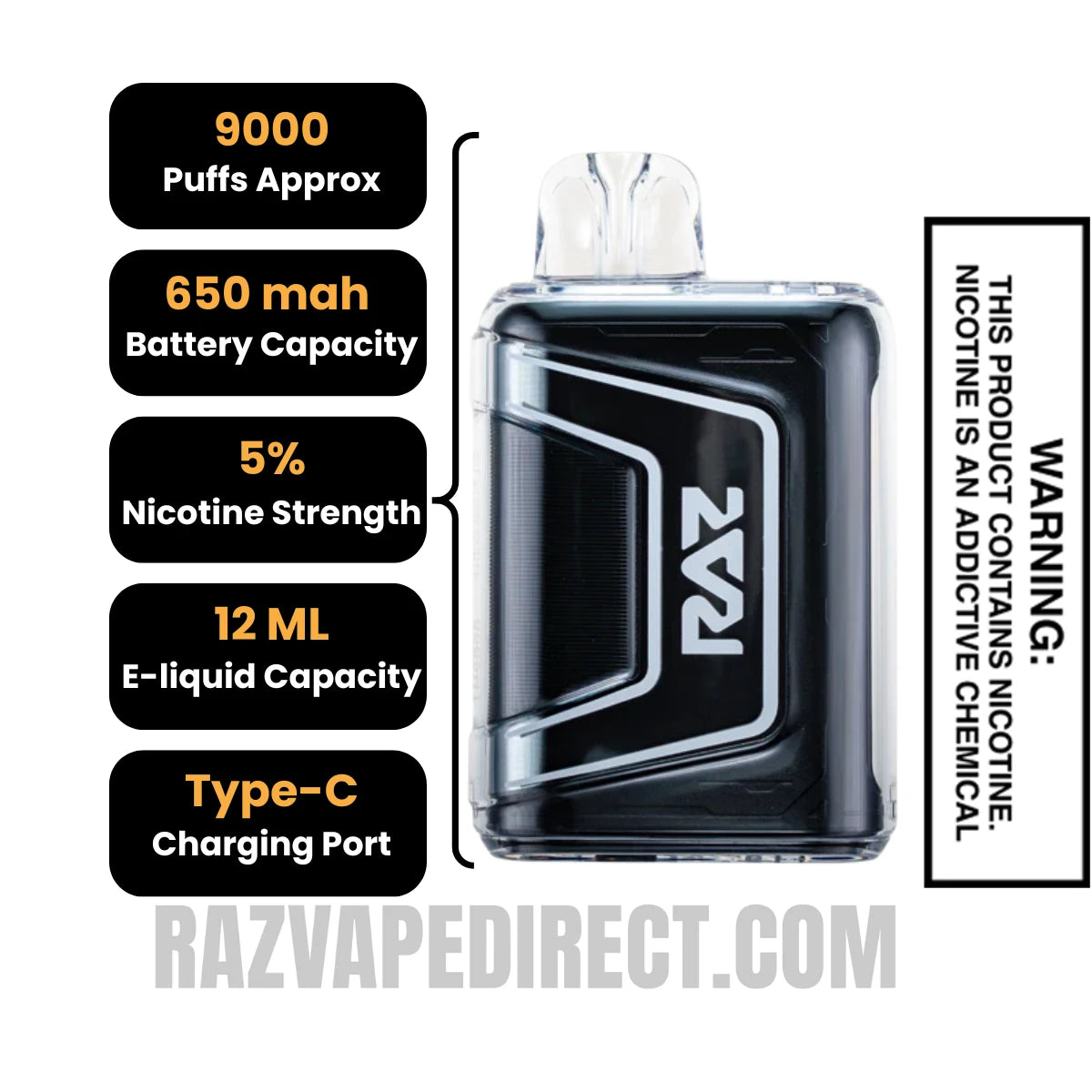 Triple Berry Ice RAZ TN9000 Disposable Vape Specifications