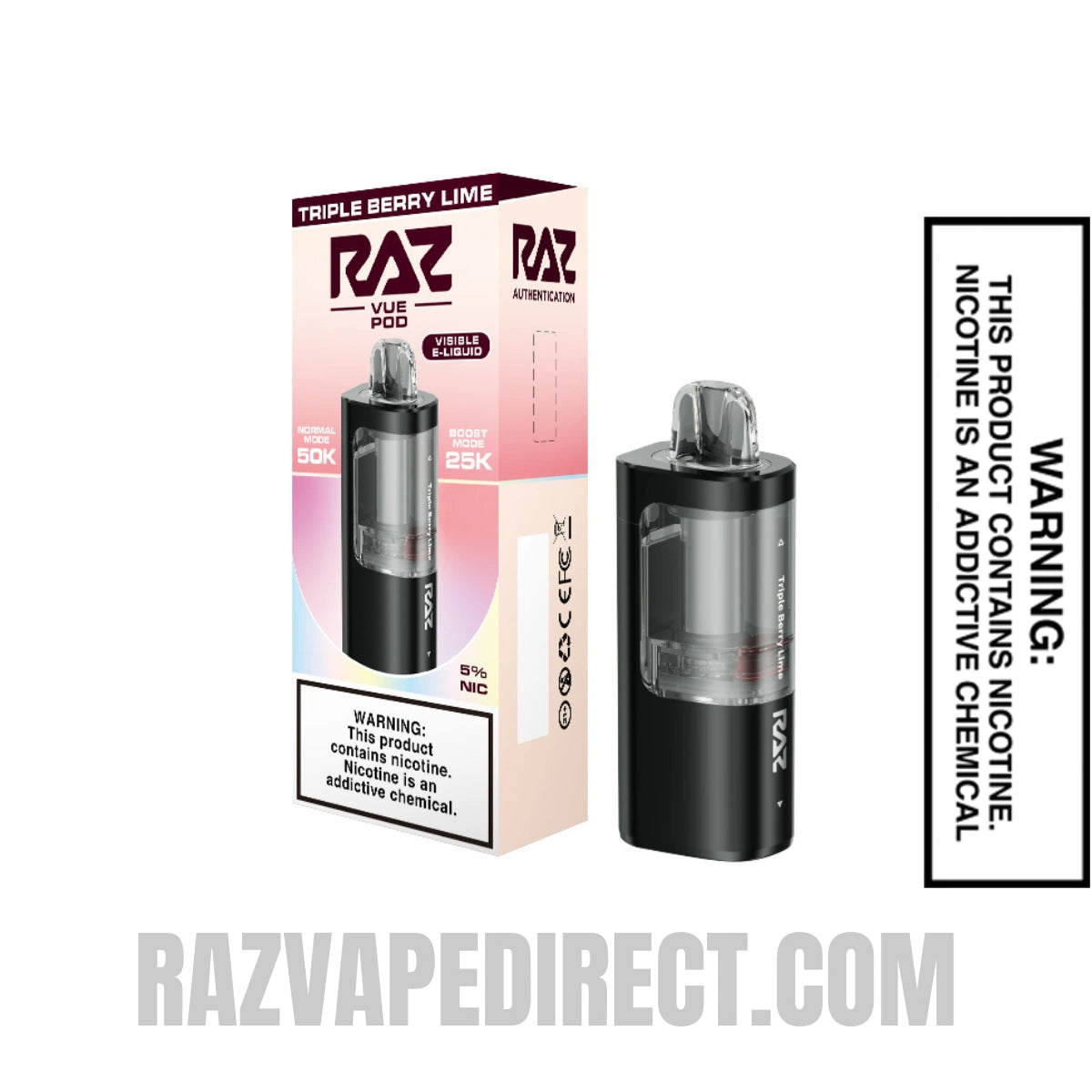 Triple Berry Lime RAZ VUE 50K Disposable Pod with Package Box