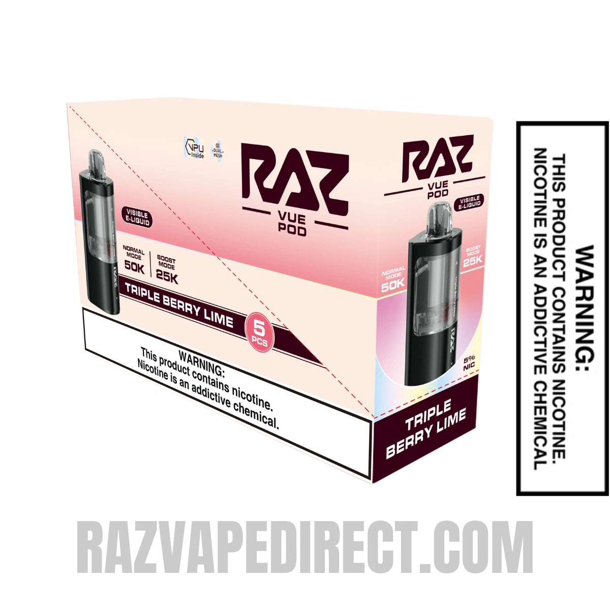 Triple Berry Lime RAZ VUE 50K Disposable Pod with bundle Box