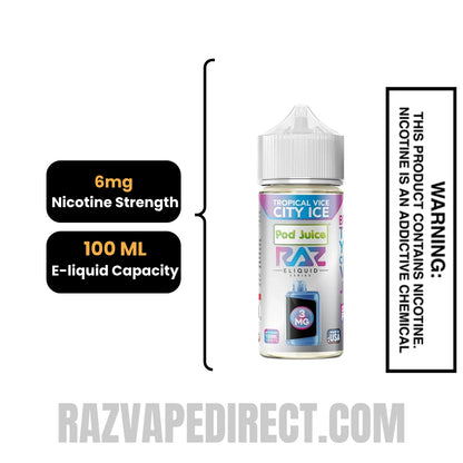 Tropical Vice City Ice Pod Juice X RAZ Vape Juice 100 ML specifications
