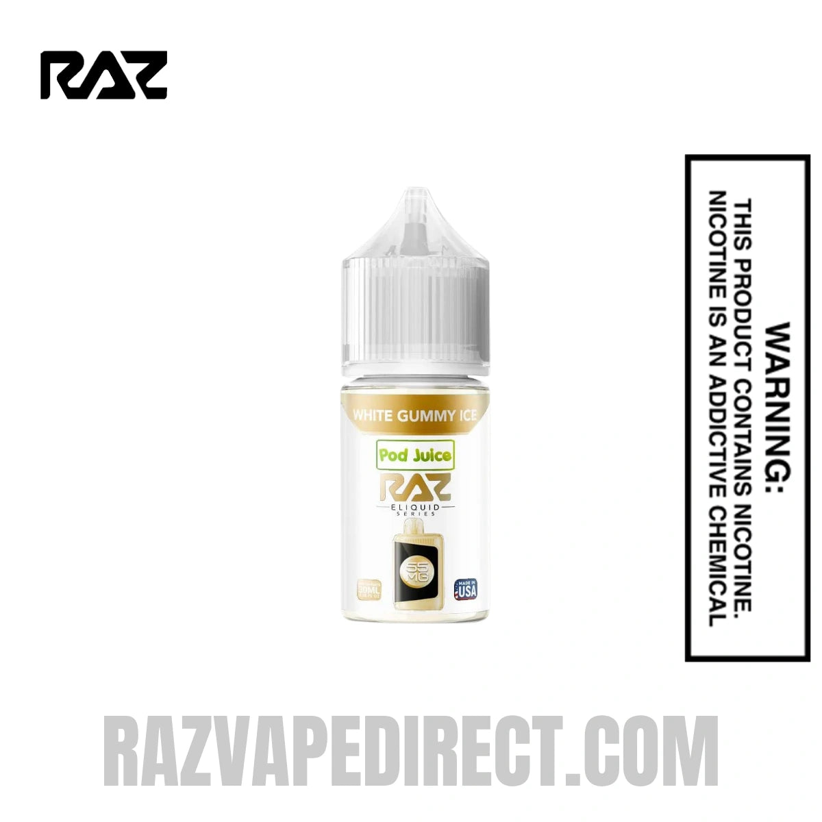White Gummy Ice Pod Juice X RAZ Salt Nic juice 30 ML