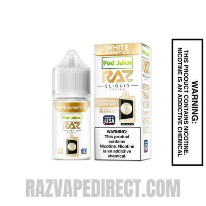 White Gummy Ice Pod Juice X RAZ Salt Nic juice 30 ML with package box