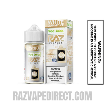 White Gummy Ice RAZ Vape Juice 100 ML with package box