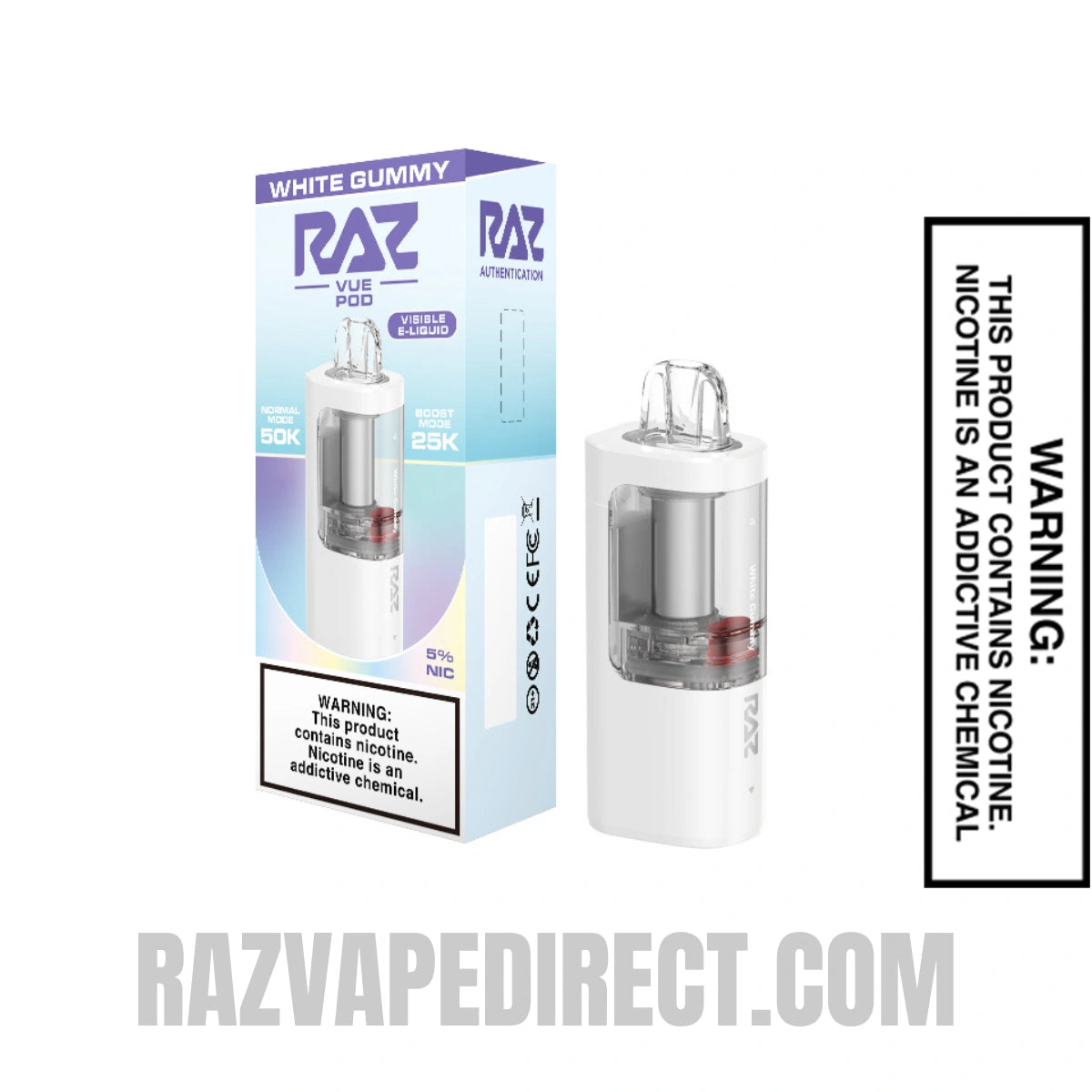 White Gummy RAZ VUE 50K Disposable Pod | RazVapeDirect White Gummy RAZ VUE 50K Disposable Pod | RazVapeDirect