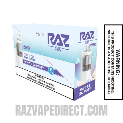 White Gummy RAZ VUE 50K Disposable Pod with bundle Box